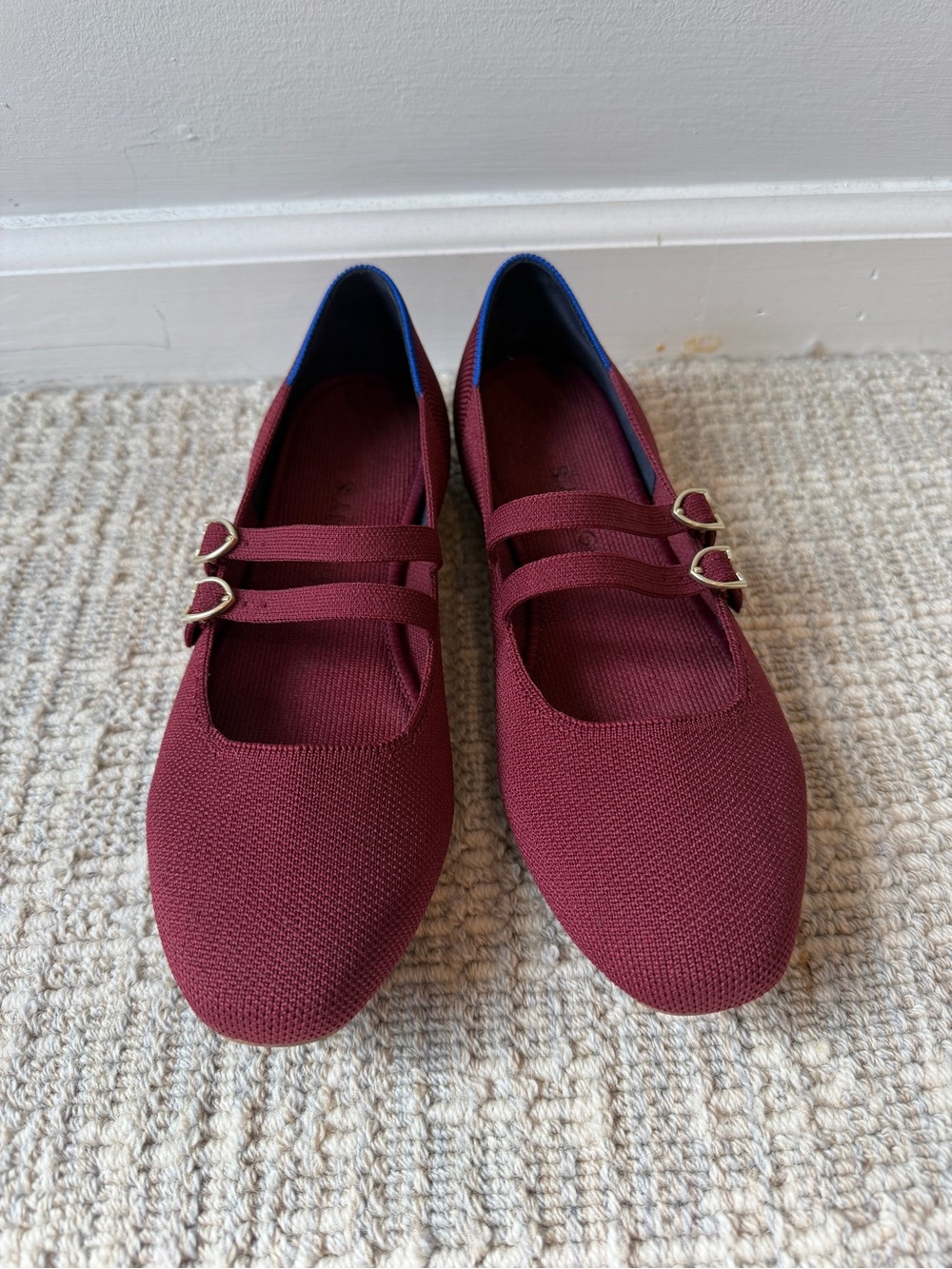 Rothy's Burgundy Double-Strap Knit Flats